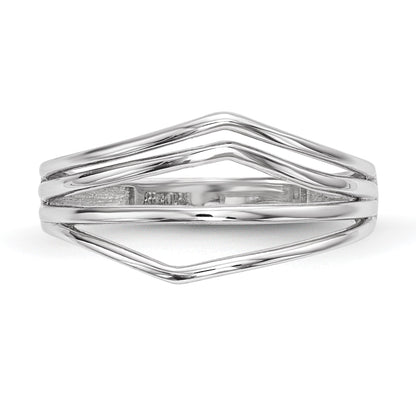 14k White Gold Polished Curved 4-Bar Ring
