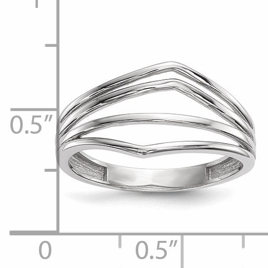 14k White Gold Polished Curved 4-Bar Ring