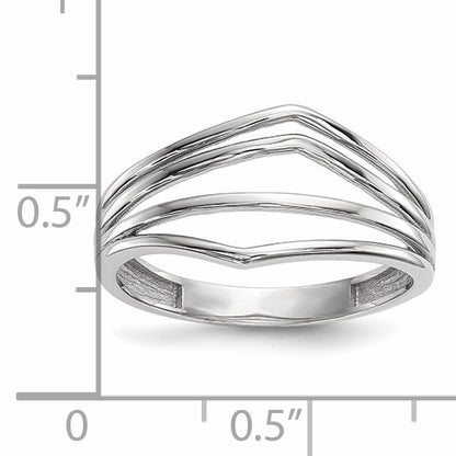 14k White Gold Polished Curved 4-Bar Ring