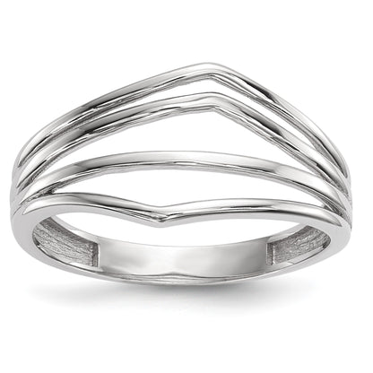 14k White Gold Polished Curved 4-Bar Ring