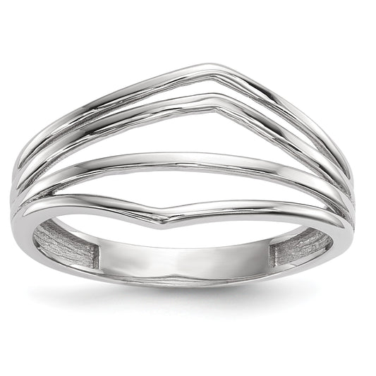 14k White Gold Polished Curved 4-Bar Ring