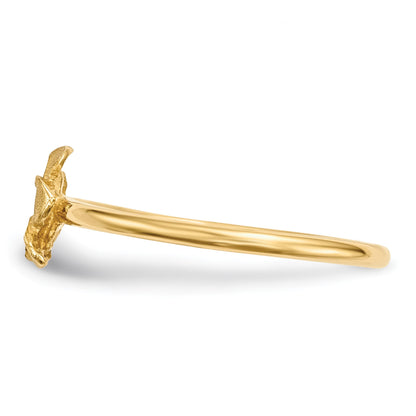 14k Satin and Diamond-cut Plumeria Ring
