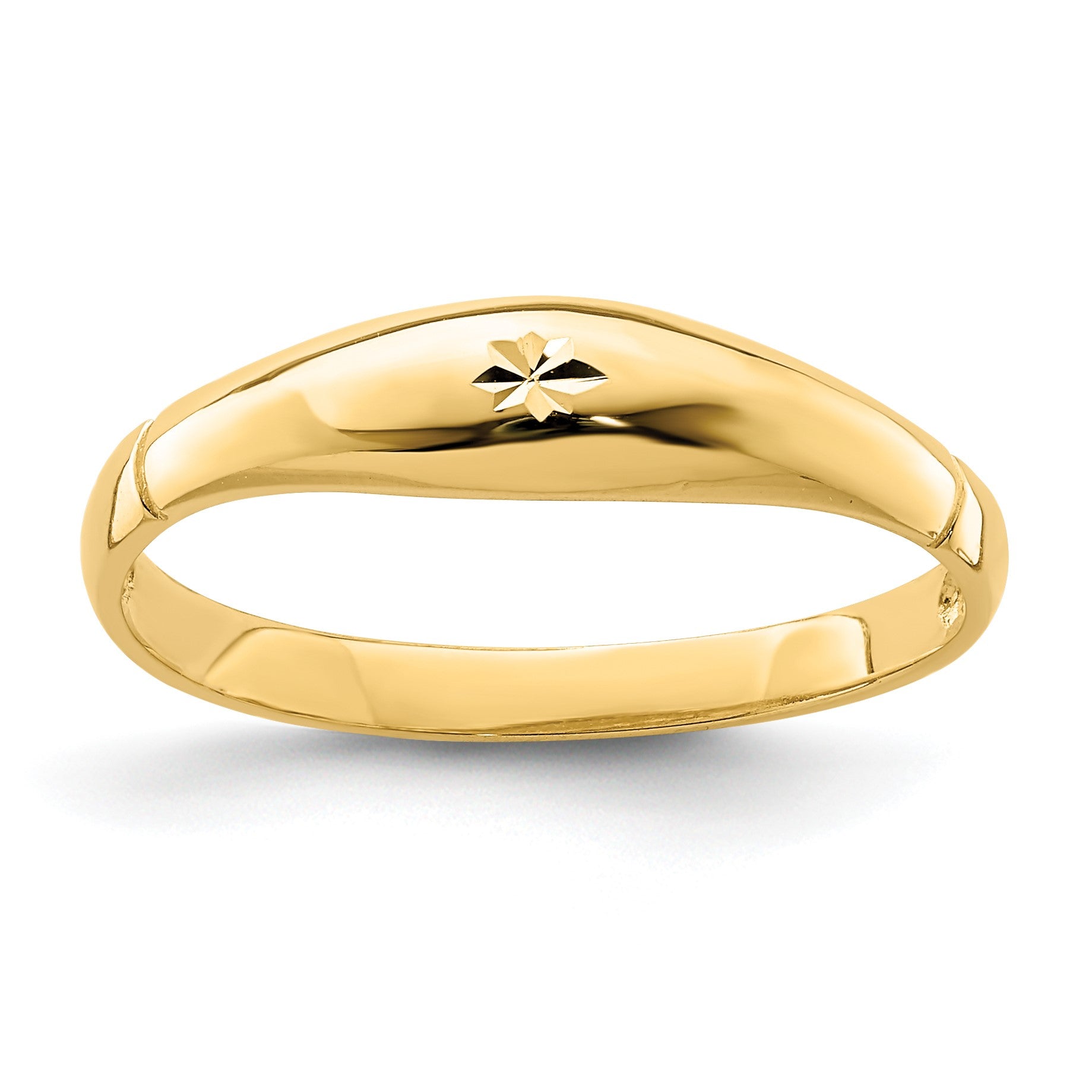 14K Diamond-cut Domed Band Ring