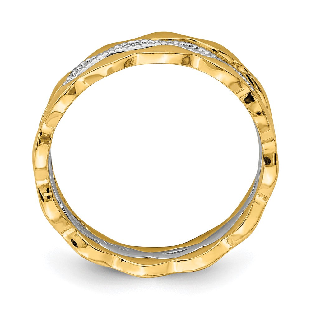 14K Yellow & White Gold Set of 3 Stackable Rings