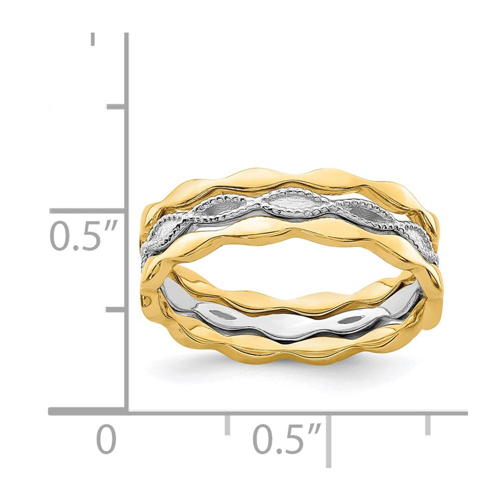 14K Yellow & White Gold Set of 3 Stackable Rings