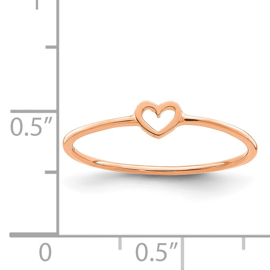 14K Rose Gold Polished Size 7 Heart Ring
