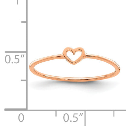 14K Rose Gold Polished Size 7 Heart Ring