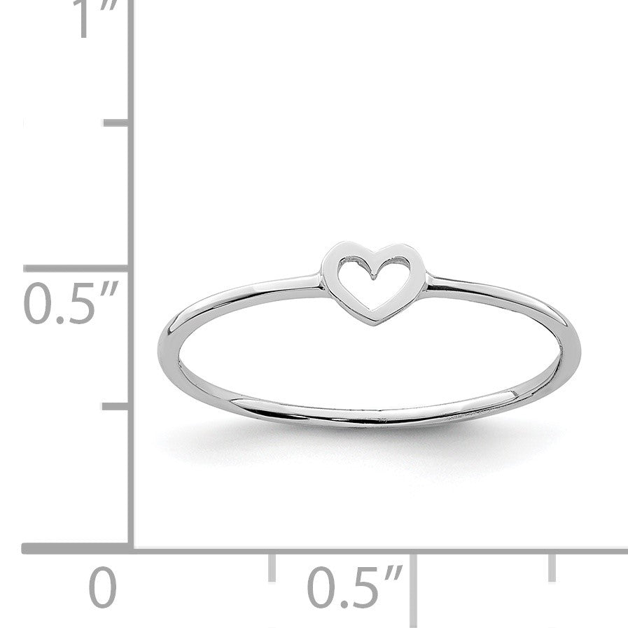 14K White Gold Polished Size 7 Heart Ring
