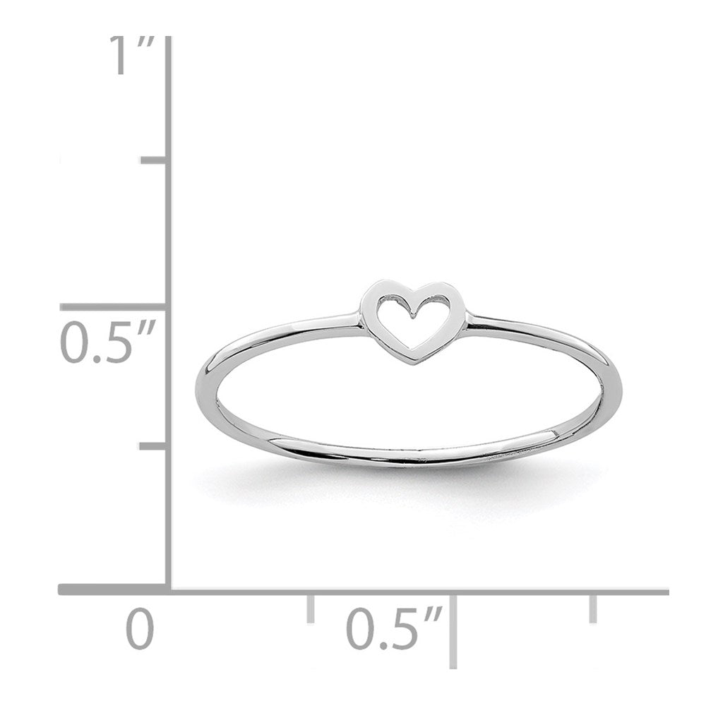 14K White Polished Heart Ring