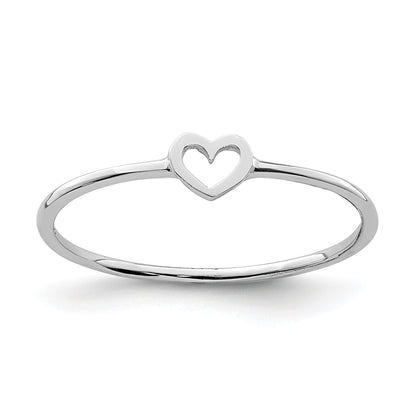 14K White Gold Polished Size 7 Heart Ring