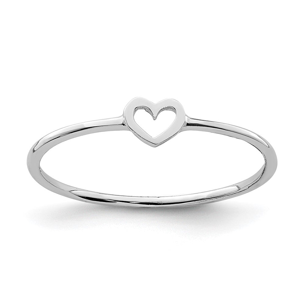 14K White Polished Heart Ring