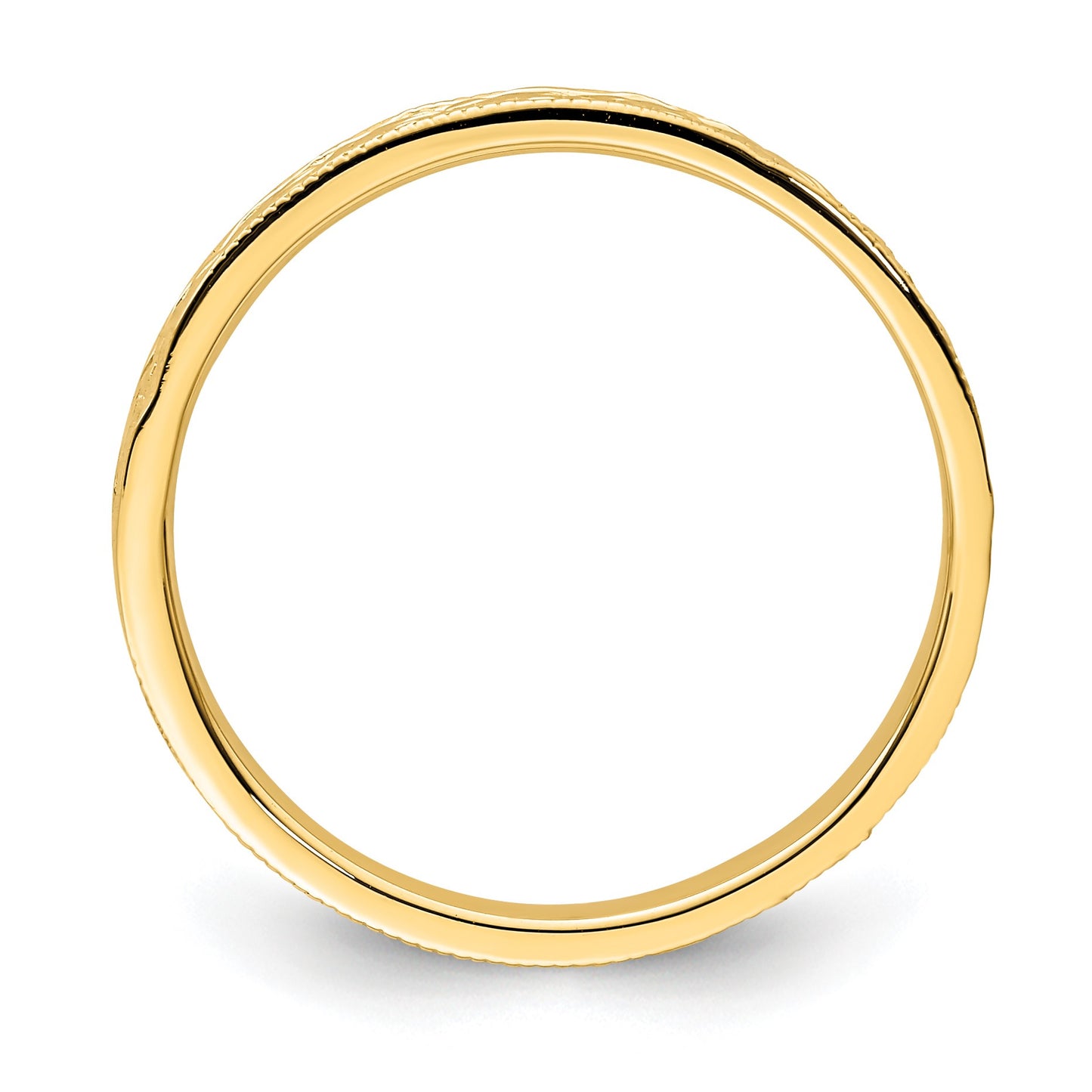 14K Polished 2.5mm Floral Band Size 7