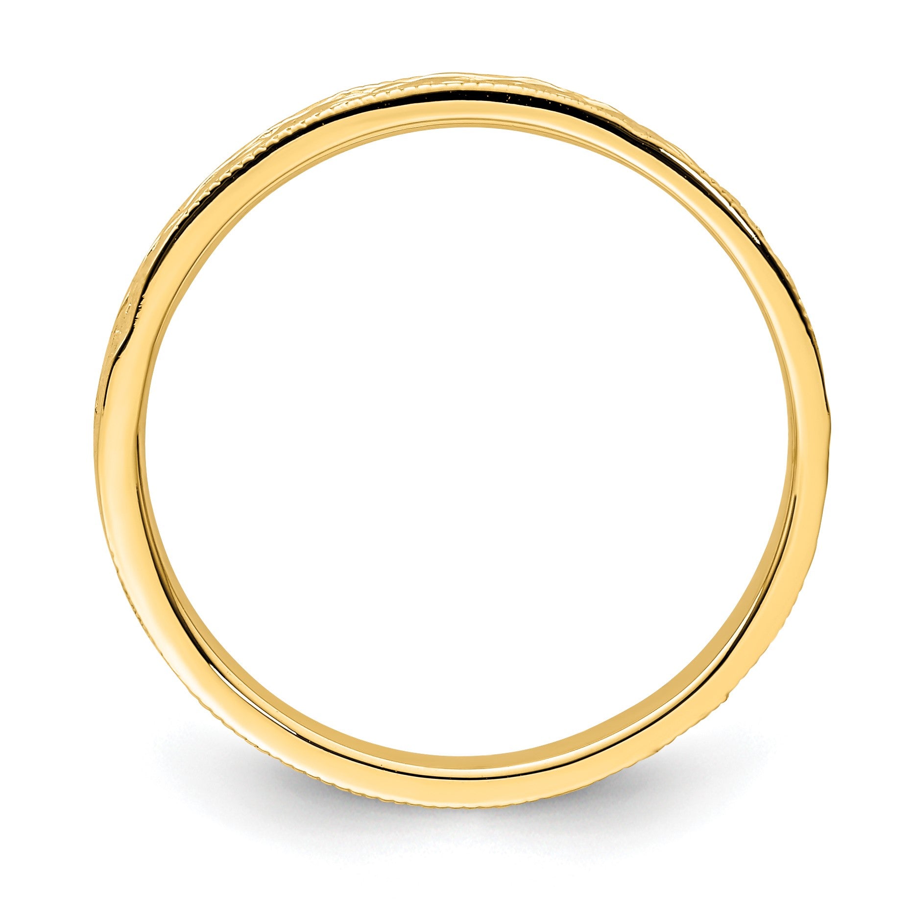 14K Polished 2.5mm Floral Band Size 7