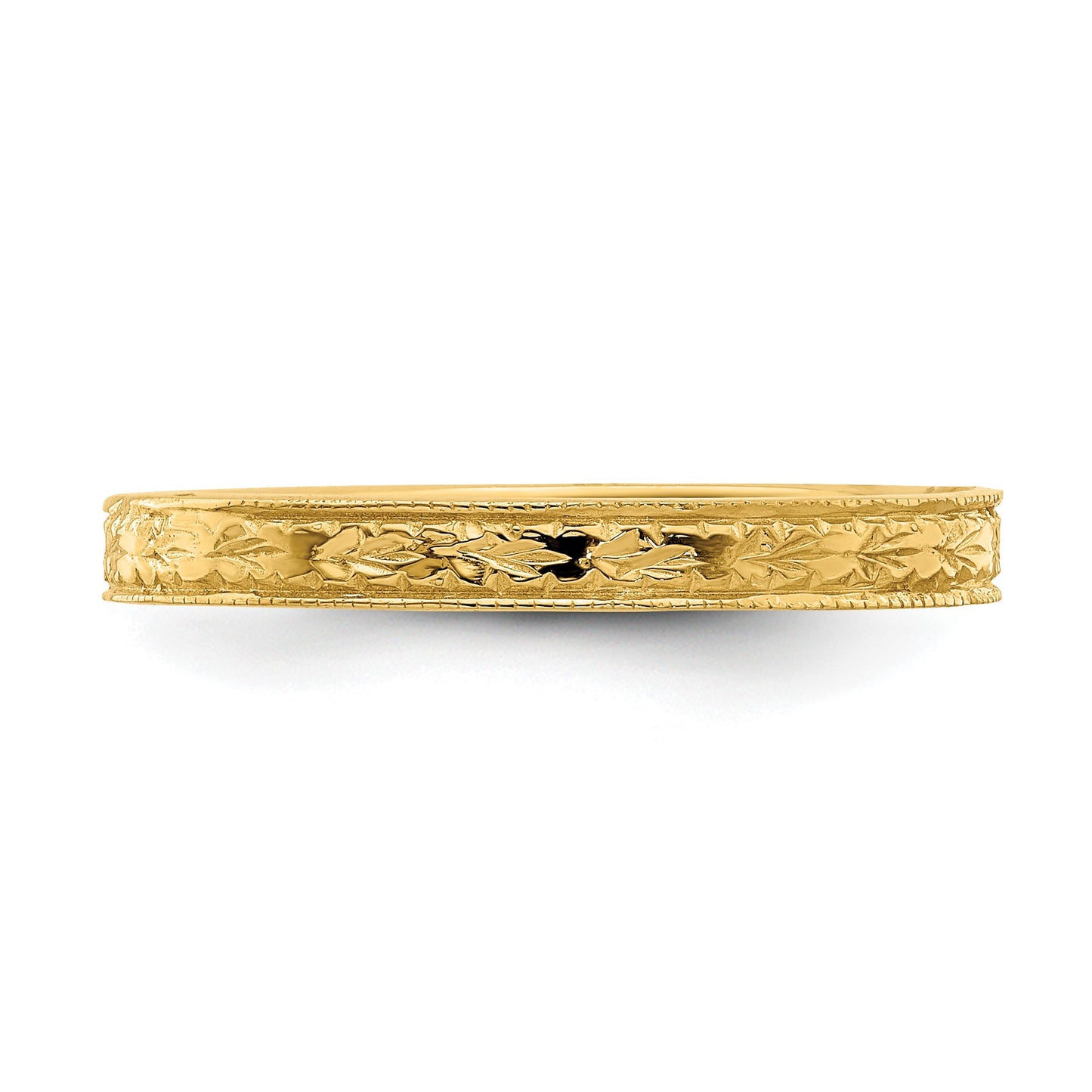 14K Polished 2.5mm Floral Band Size 7