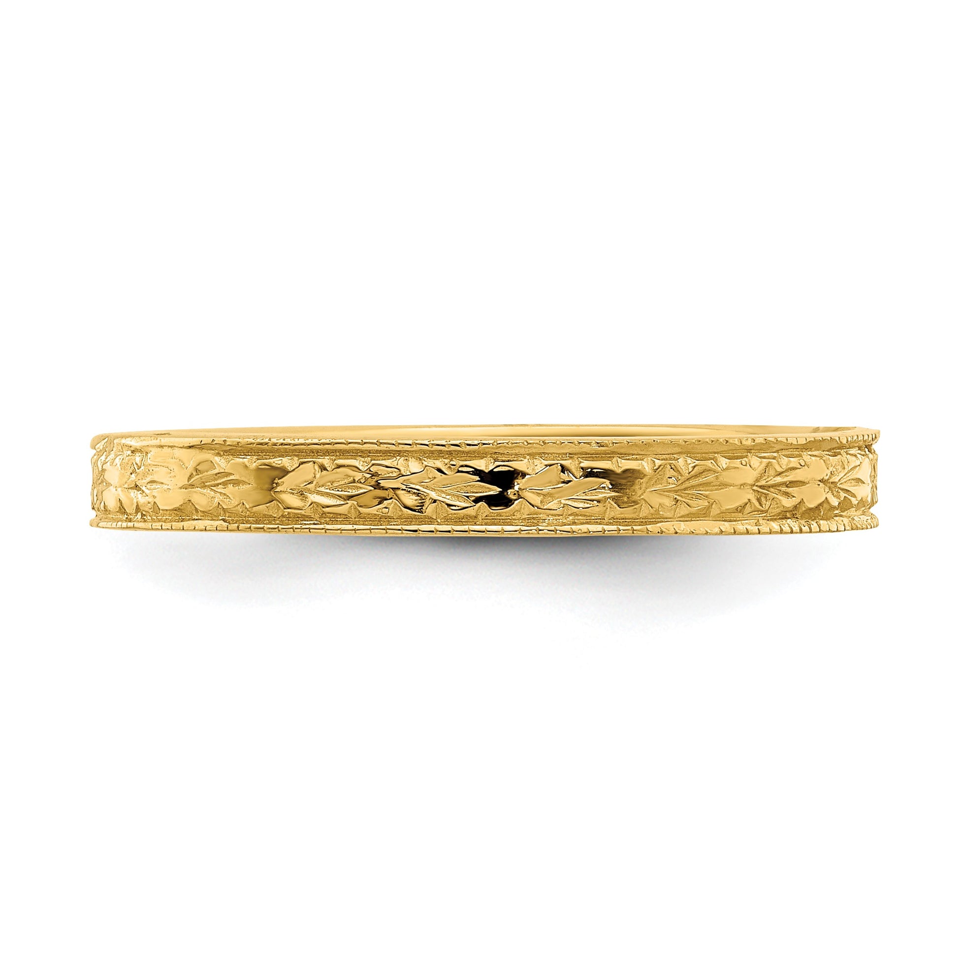 14K Polished 2.5mm Floral Band Size 7