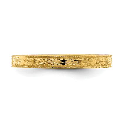 14K Polished 2.5mm Floral Band Size 7