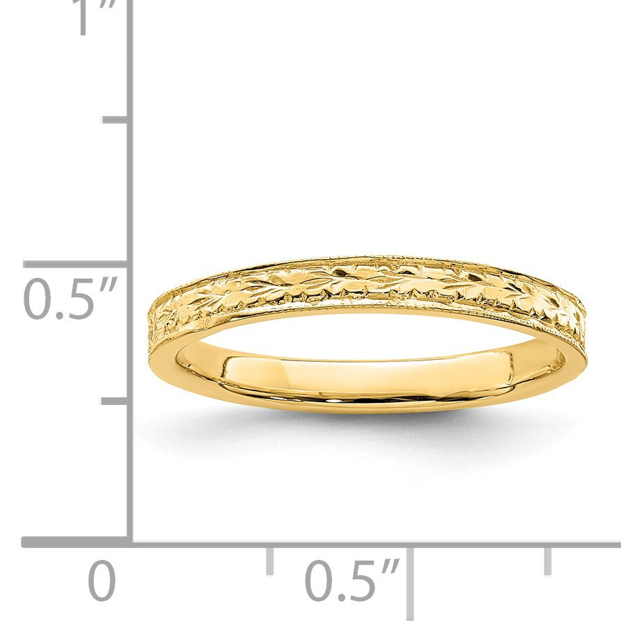 14K Polished 2.5mm Floral Band Size 7