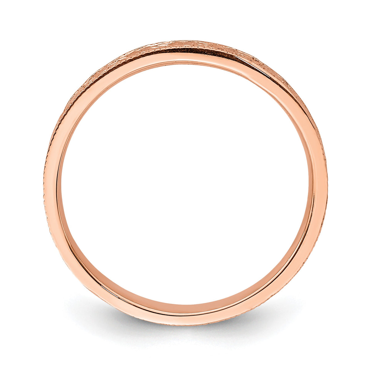 14K Rose Gold Polished 2.5mm Floral Band Size 7