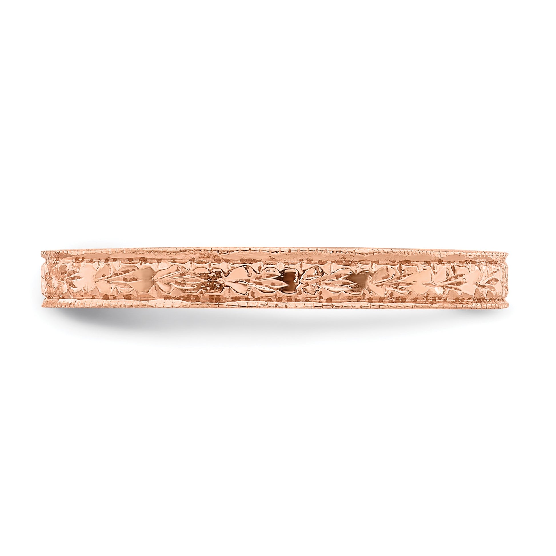 14K Rose Gold Polished 2.5mm Floral Band Size 7