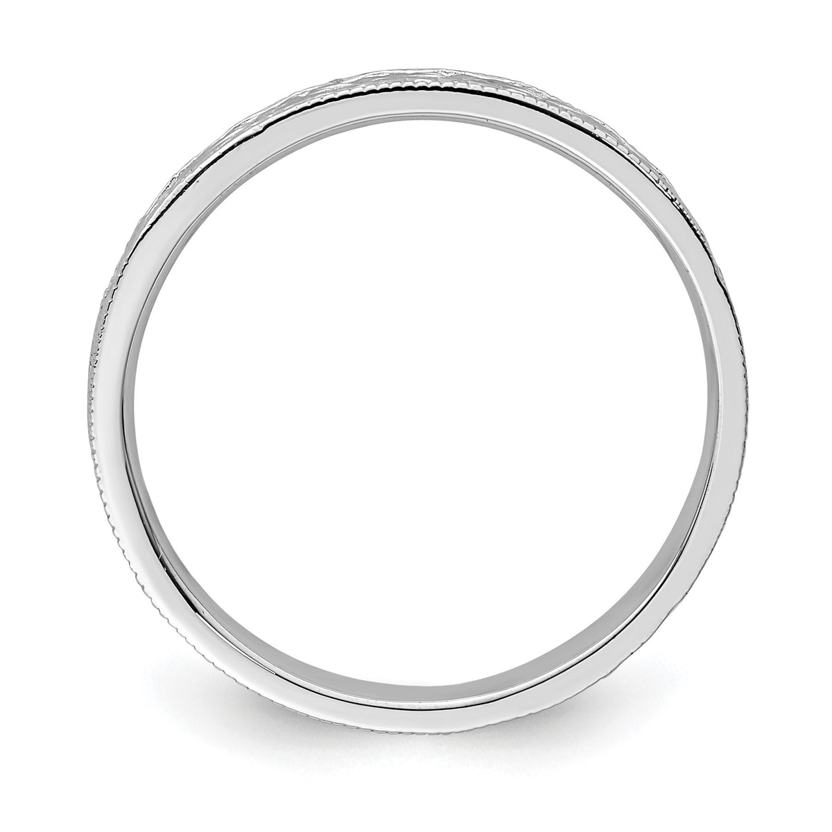 14K White Gold Polished 2.5mm Floral Band Size 7