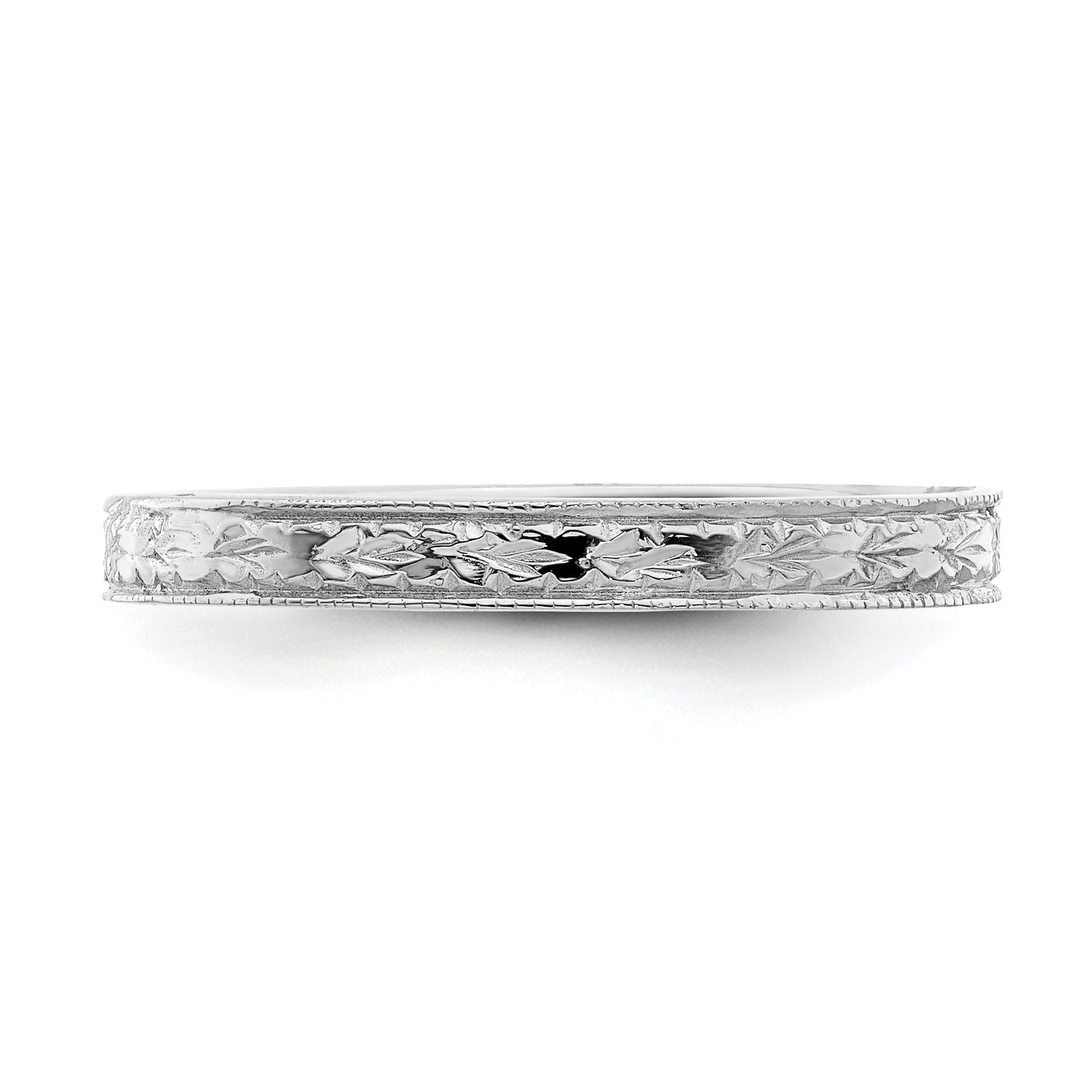 14K White Gold Polished 2.5mm Floral Band Size 7