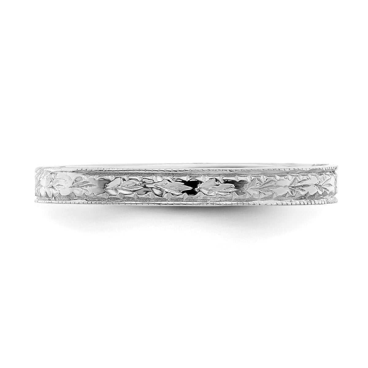 14K White Gold Polished 2.5mm Floral Band Size 7