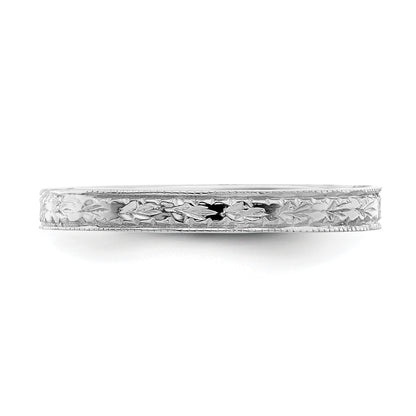 14K White Gold Polished 2.5mm Floral Band Size 7
