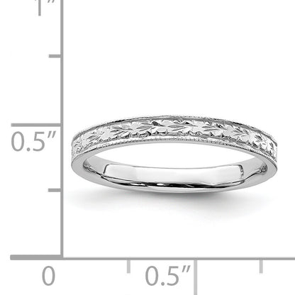 14K White Gold Polished 2.5mm Floral Band Size 7