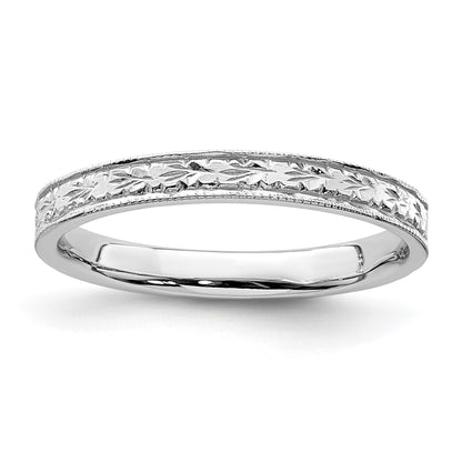 14K White Gold Polished 2.5mm Floral Band Size 7