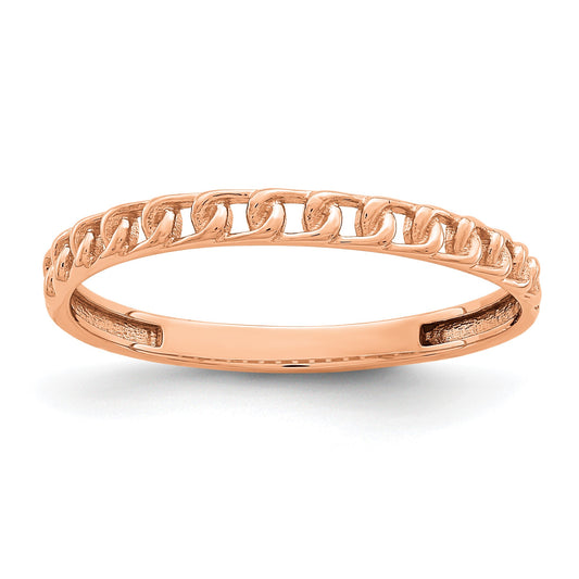 14K Rose Gold Link Design Band Size 7