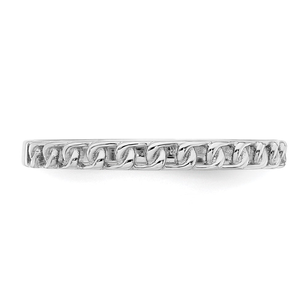 14K White Gold Link Design Ring