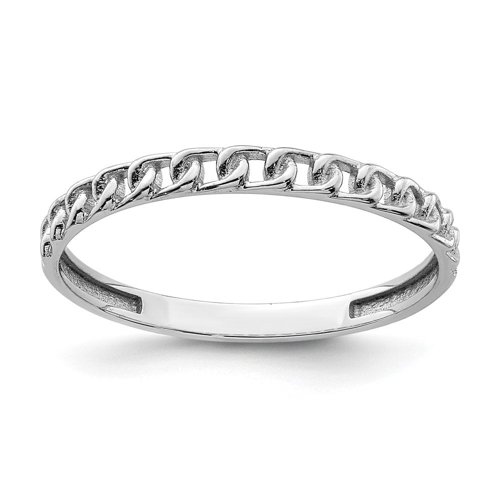 14K White Gold Link Design Ring