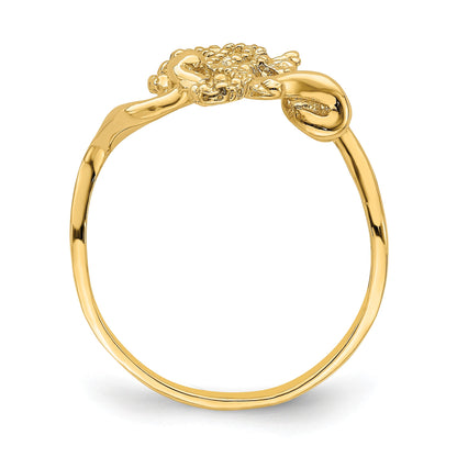 14K Polished and Textured 2-D Size 7 Seahorse Ring
