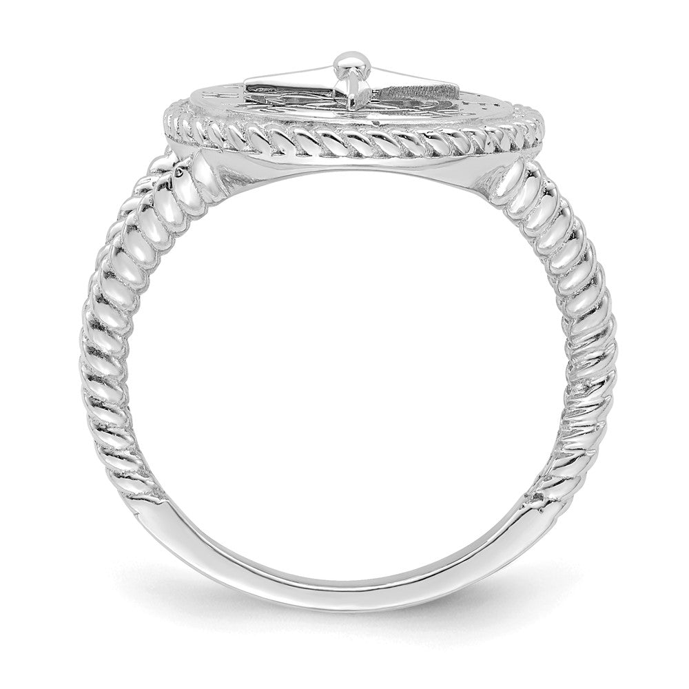 14K White Gold Nautical Compass Rope Ring