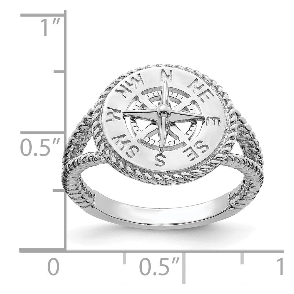 14K White Gold Nautical Compass Rope Ring