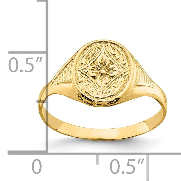 14k Oval Flower Size 3 Baby / Childs Ring