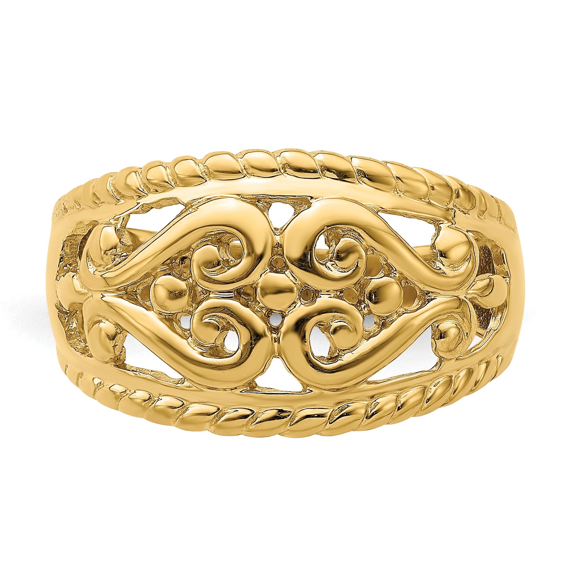 14k Polished Cut-Out Heart Design Ring
