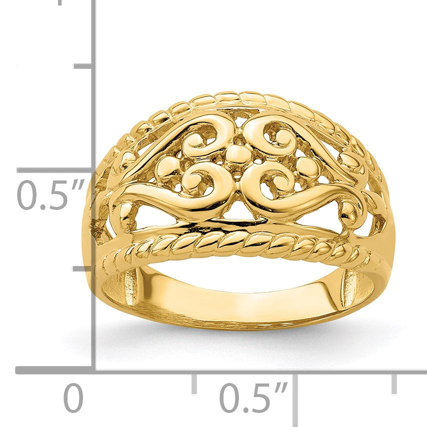14k Polished Cut-Out Heart Design Ring