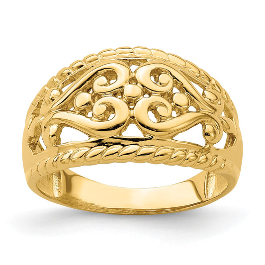 14k Polished Cut-Out Heart Design Ring