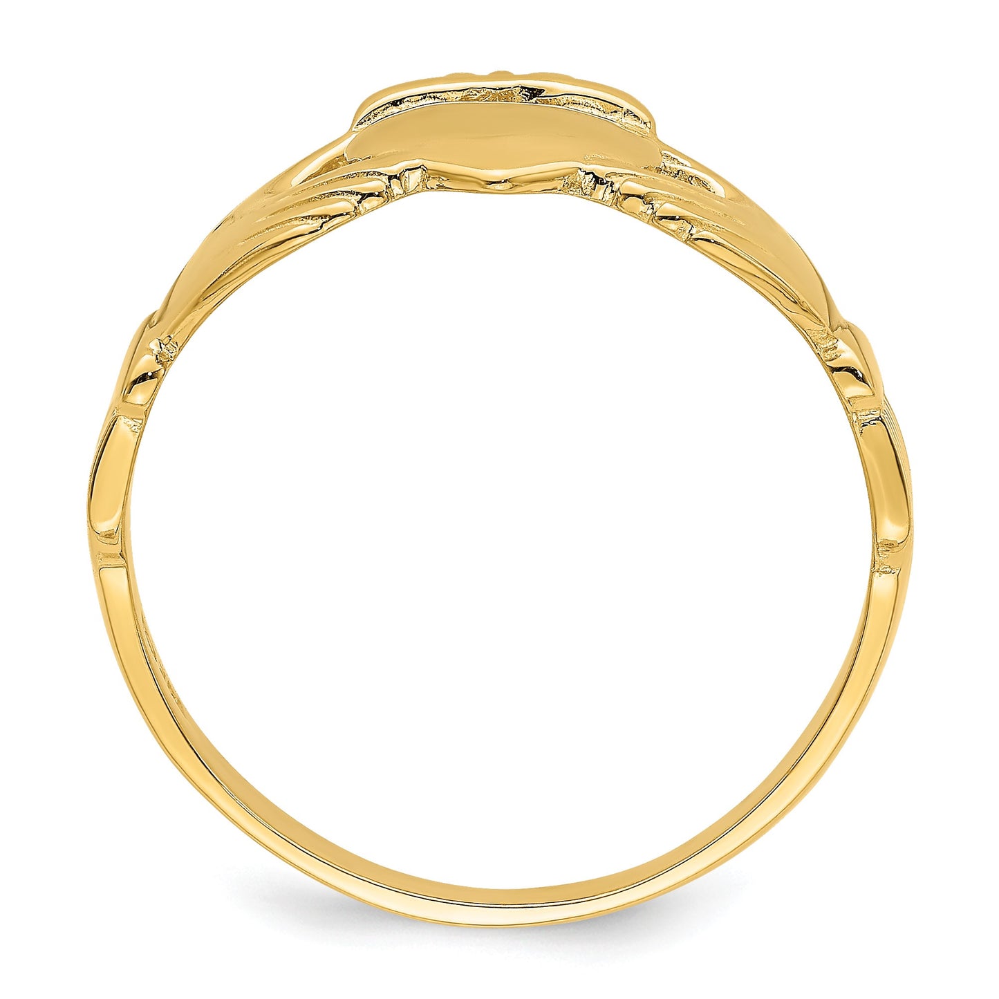 14k Mens Polished Size 9 Claddagh Ring
