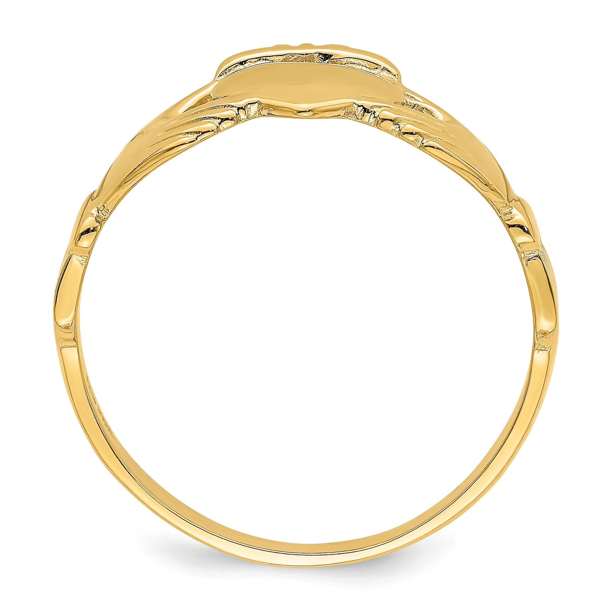 14k Mens Polished Size 9 Claddagh Ring