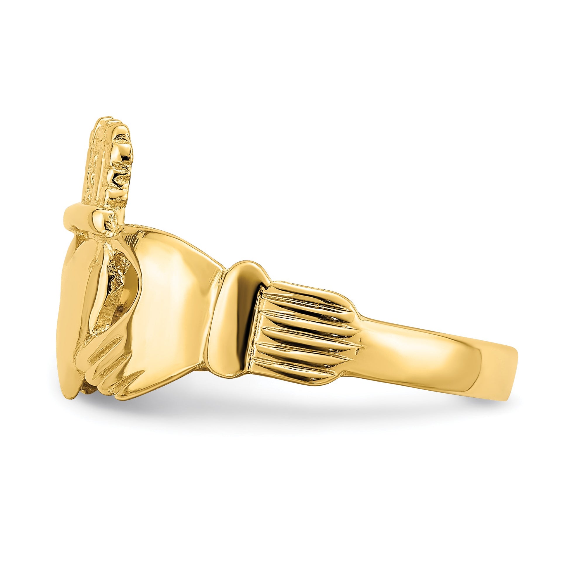14k Mens Polished Size 9 Claddagh Ring