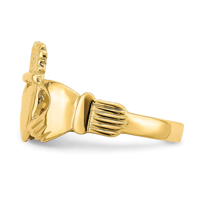 14k Mens Polished Size 9 Claddagh Ring