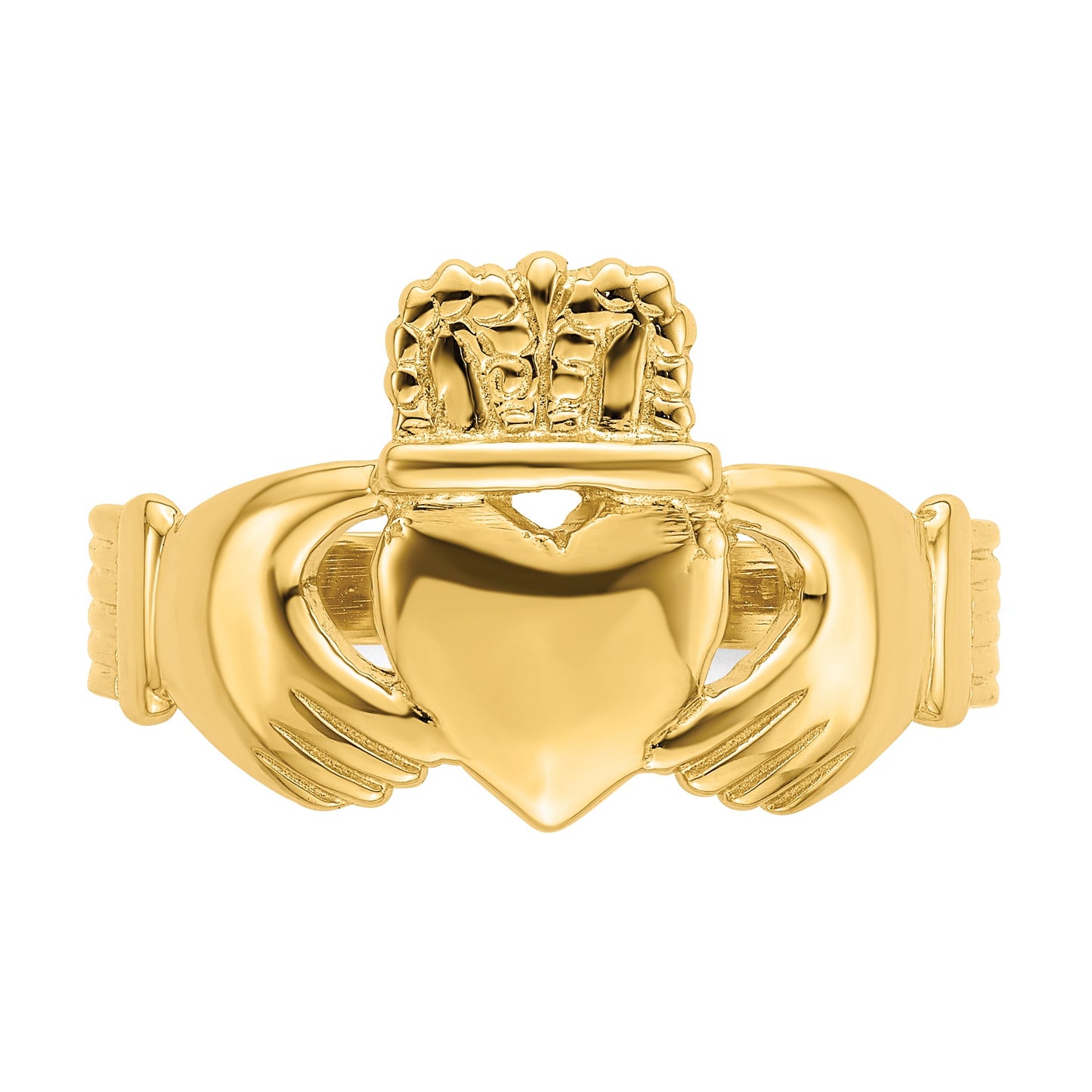 14k Mens Polished Size 9 Claddagh Ring