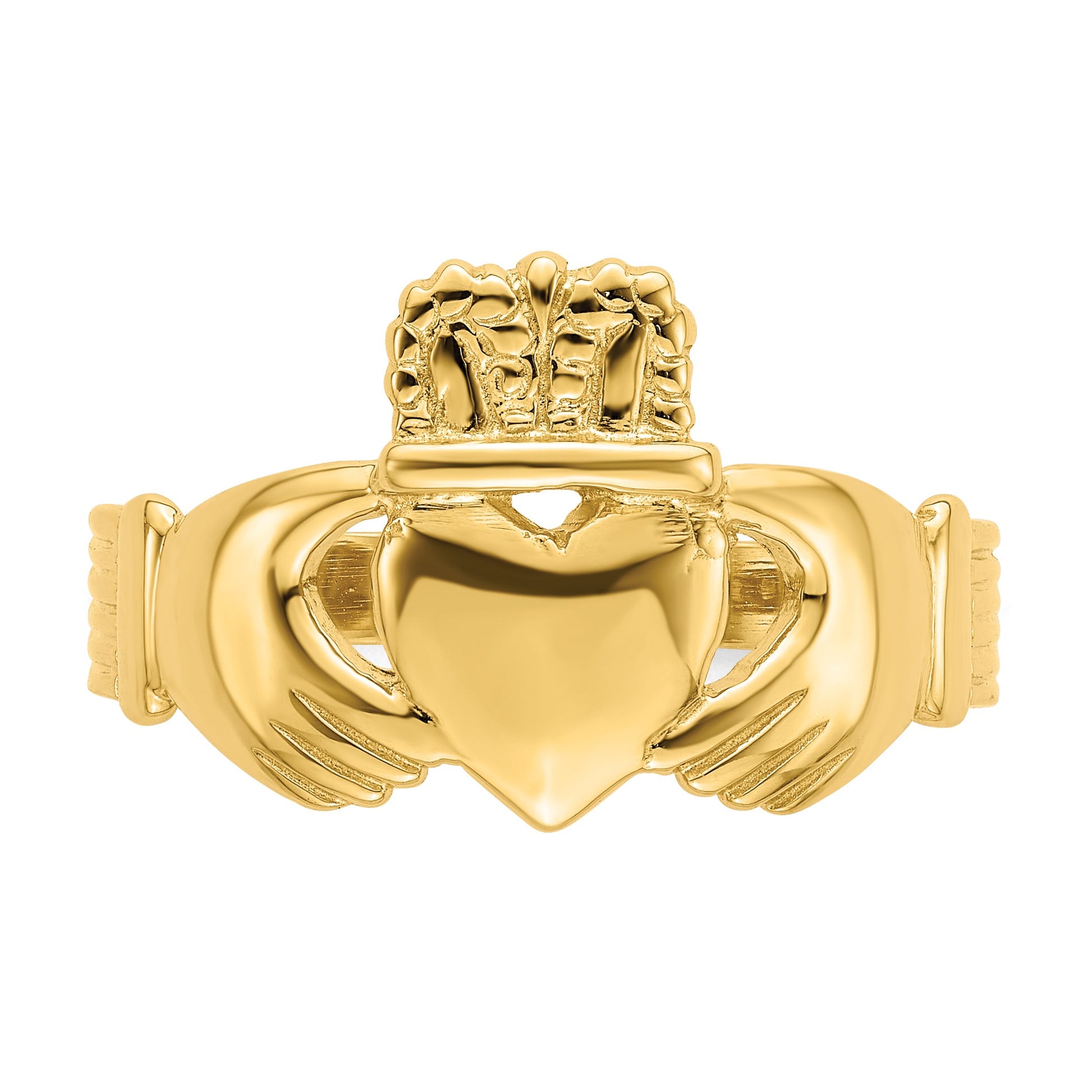 14k Mens Polished Size 9 Claddagh Ring