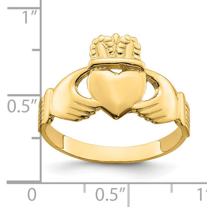 14k Mens Polished Size 9 Claddagh Ring