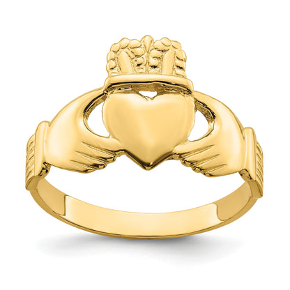 14k Mens Polished Size 9 Claddagh Ring