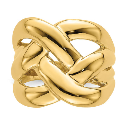 14k Polished Bold Basket Weave Dome Ring