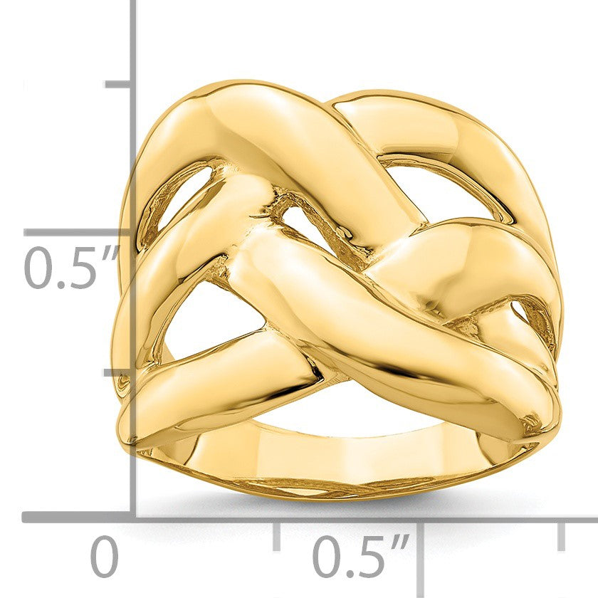 14k Polished Bold Basket Weave Dome Ring