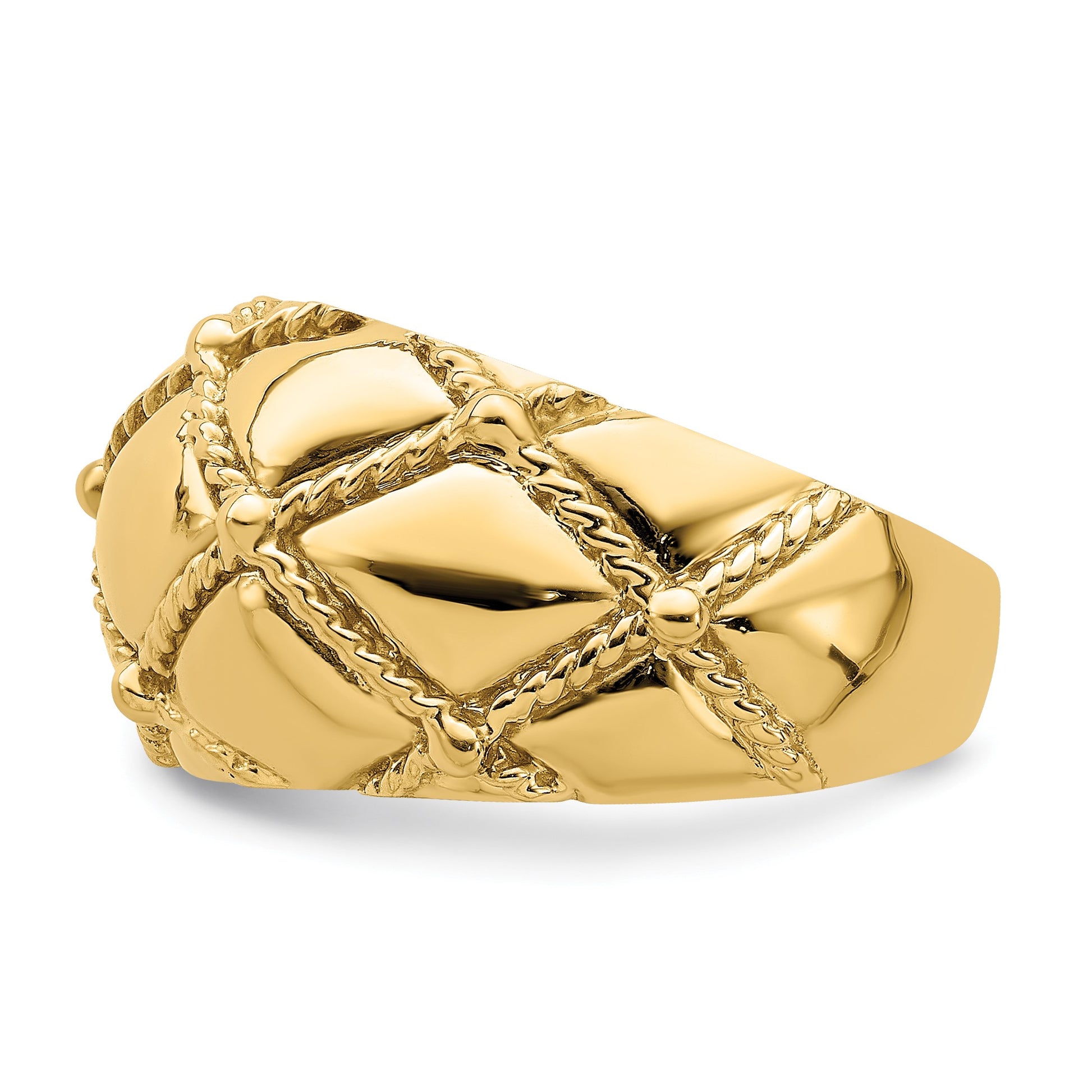 14k Quilted Rope Solid Dome Ring